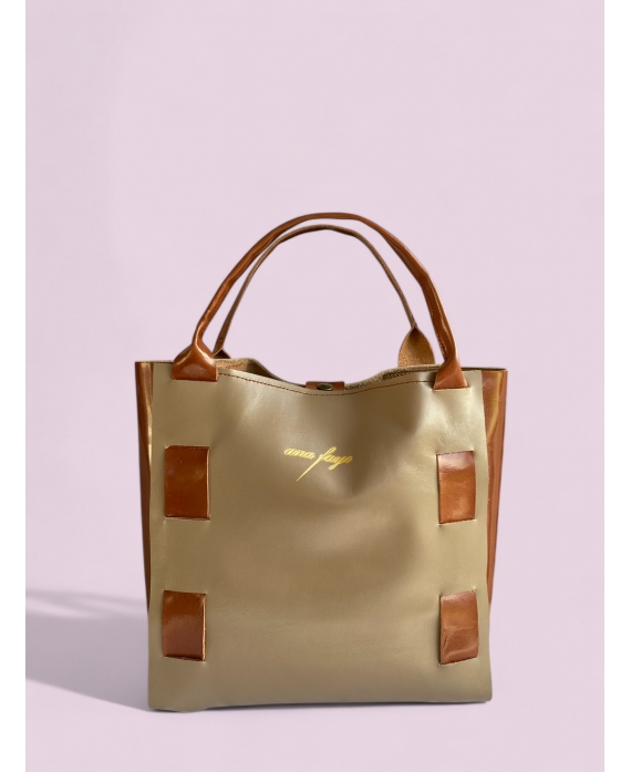 Woven leather tote